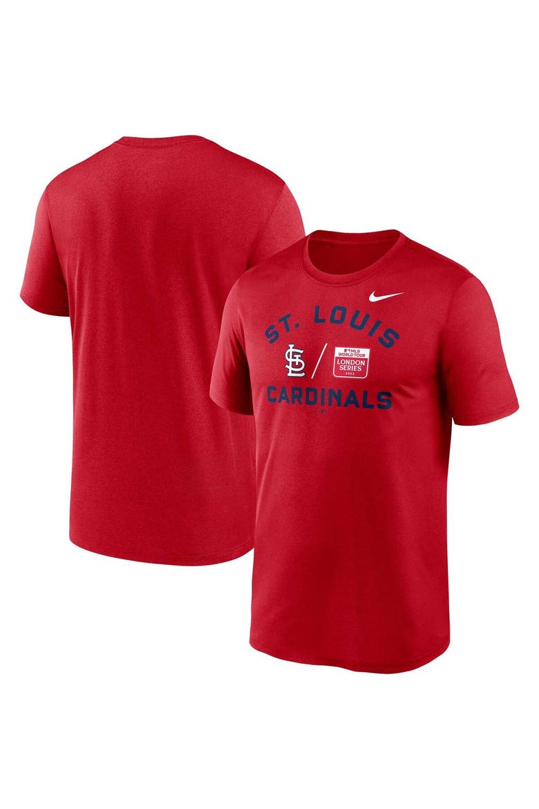 Men's Nike Red St. Louis Cardinals 2023 MLB World Tour: London Series Legend Performance T-Shirt, Main, color, Red