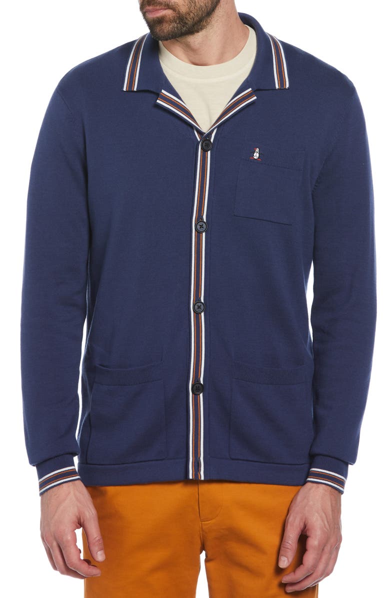 Original Penguin Tipped Collar Cardigan, Main, color, 