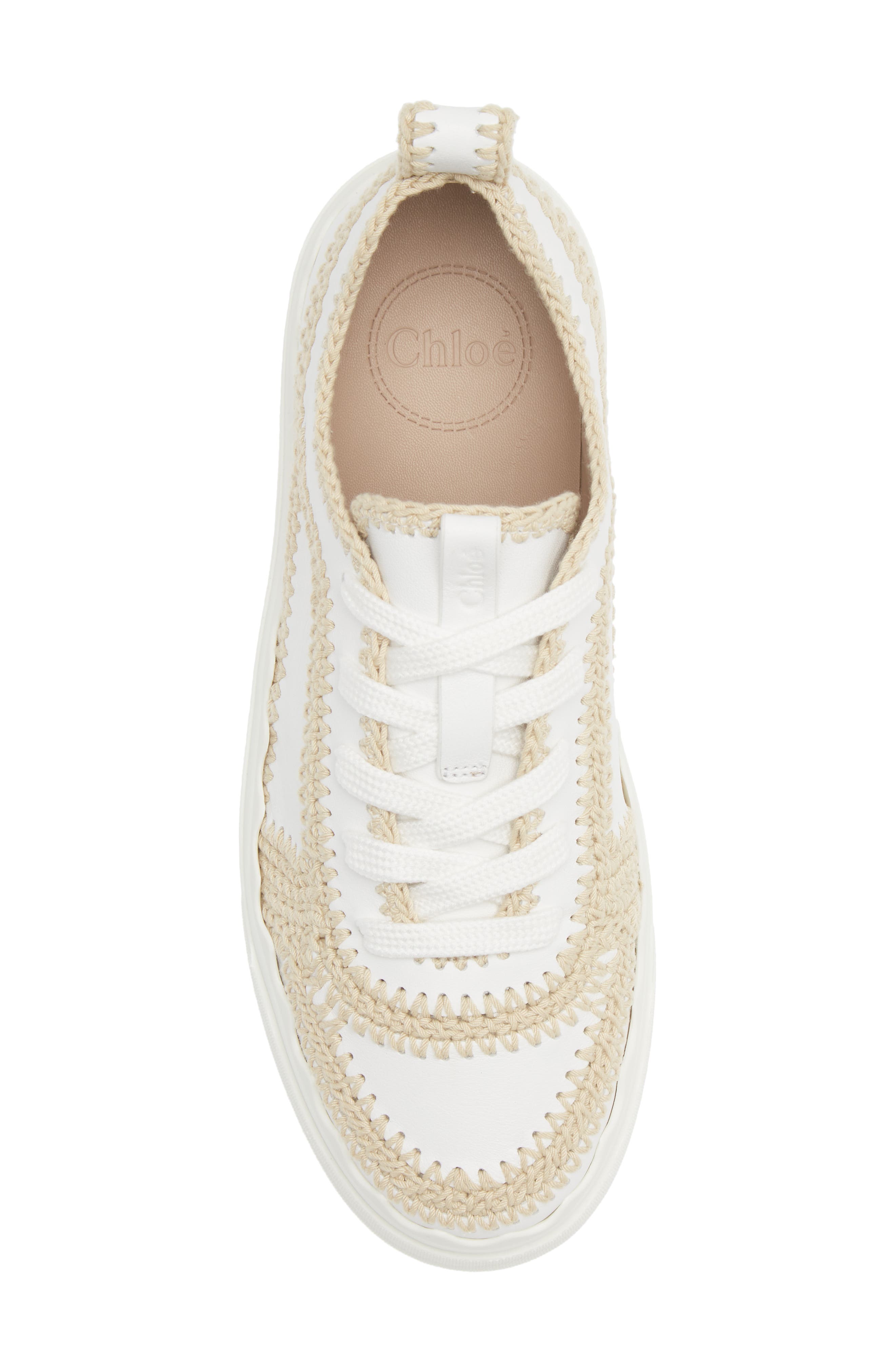 Chloé Lauren Crochet Trim Sneaker, Alternate, color, 