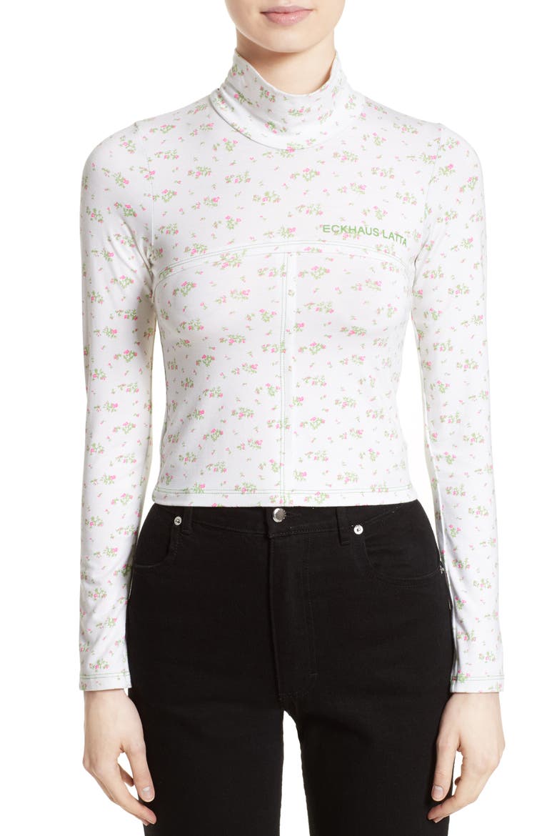 Lapped Baby Turtleneck, Main, color, PINK GREEN FLORAL