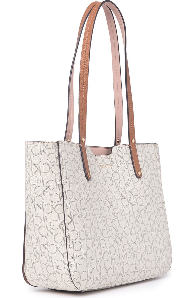 Calvin Klein Leather Pindot Logo Tote, Alternate, color,