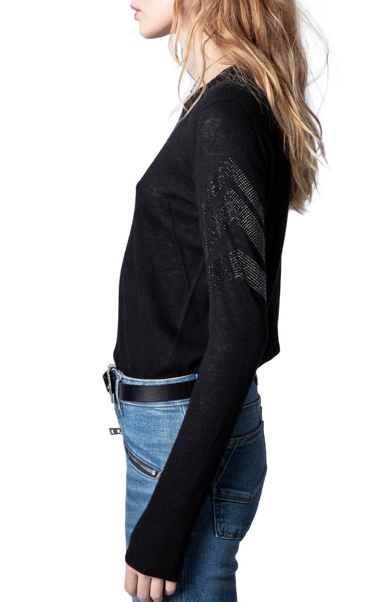 Zadig & Voltaire Miss CP Arrow Embellished Cashmere Sweater, Alternate, color,