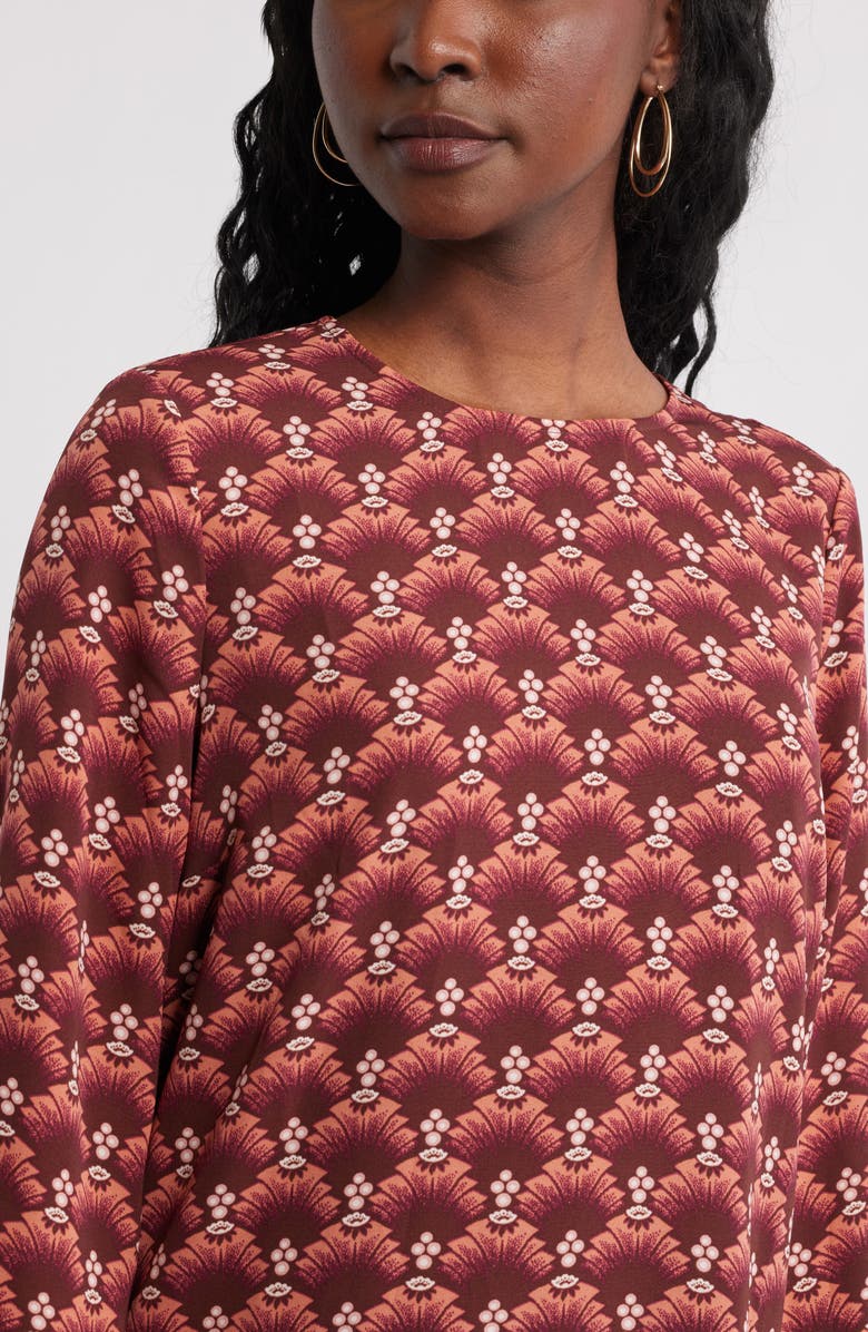 Chelsea28 Geo Print Shift Dress, Alternate, color, Brown Esme Fan