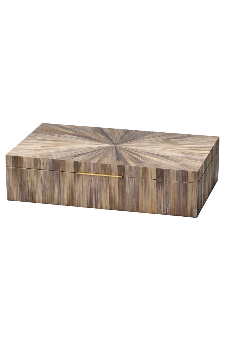 Palm Marquetry Decorative Box, Main, color, Grey