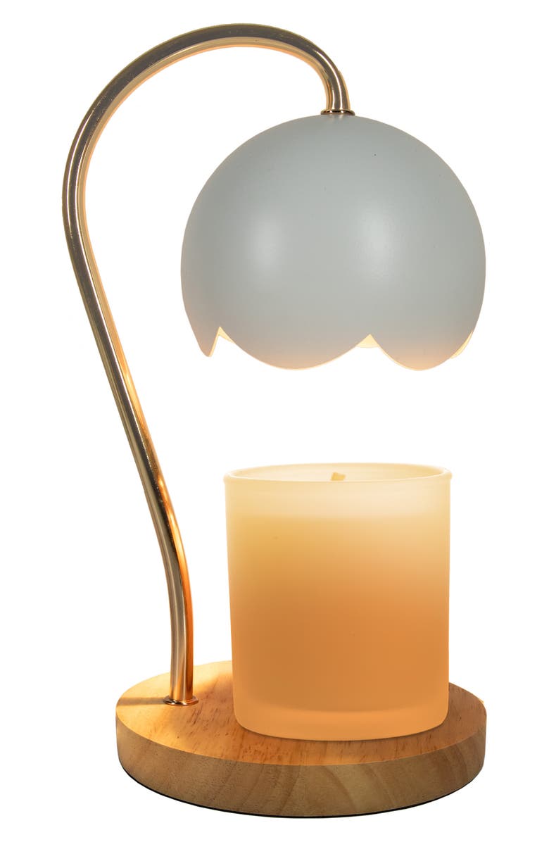 Luze Le Fleur Candle Warmer Lamp, Main, color, Gold/White/Wood