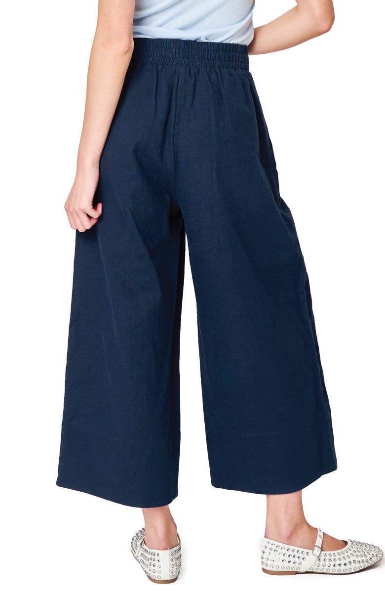 GIBSONLOOK Crop Wide Leg Linen Blend Pants, Alternate, color, Navy