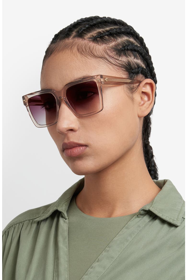56mm Gradient Square Sunglasses, Alternate, color, NUDE/ BROWN