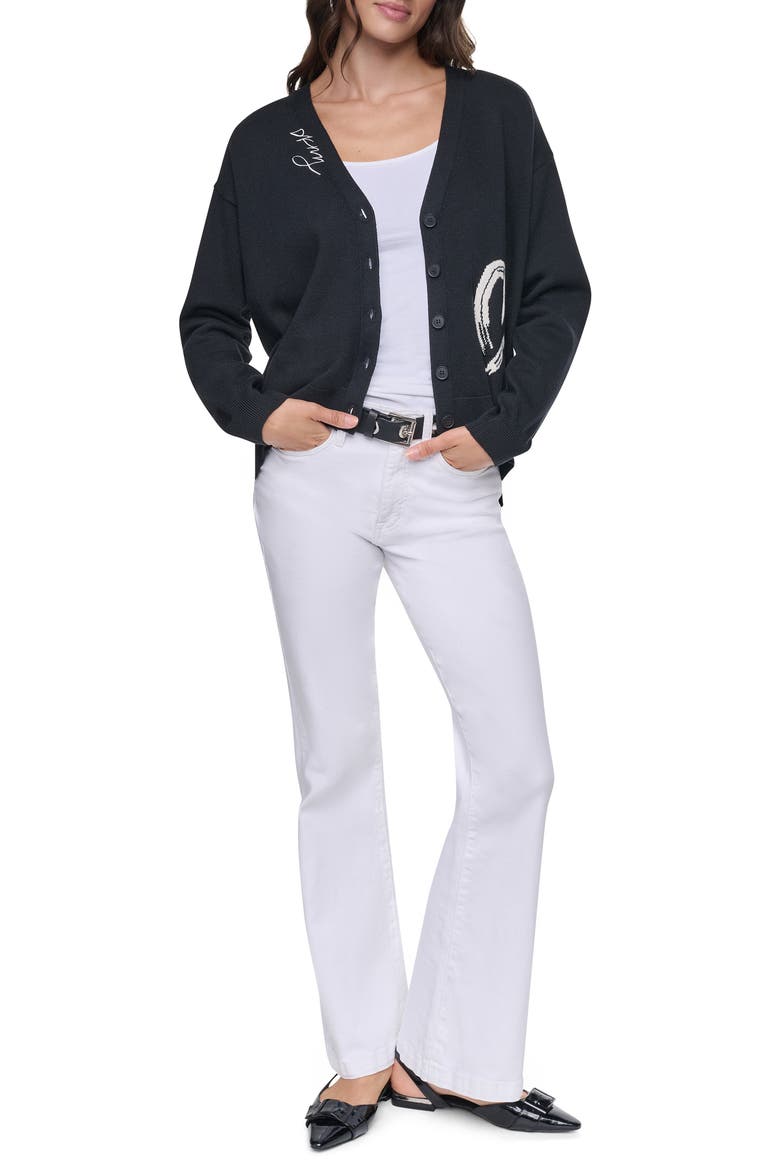 Pins Patches Cardigan, Alternate, color, BLACK