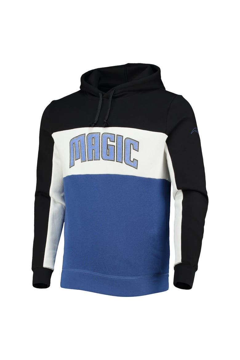 Men's Junk Food Black/White Orlando Magic Wordmark Colorblock Fleece Pullover Hoodie, Alternate, color, Black