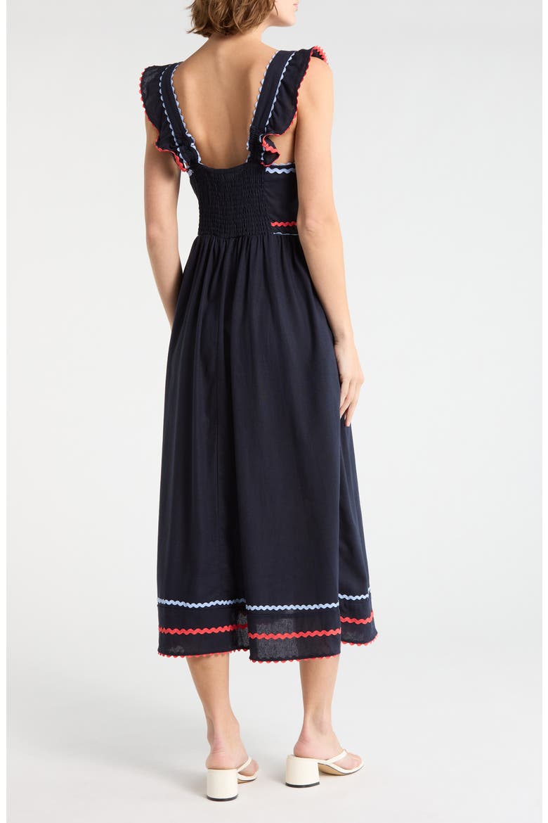 Rickrack Detail Dress, Alternate, color, NAVY MULTI