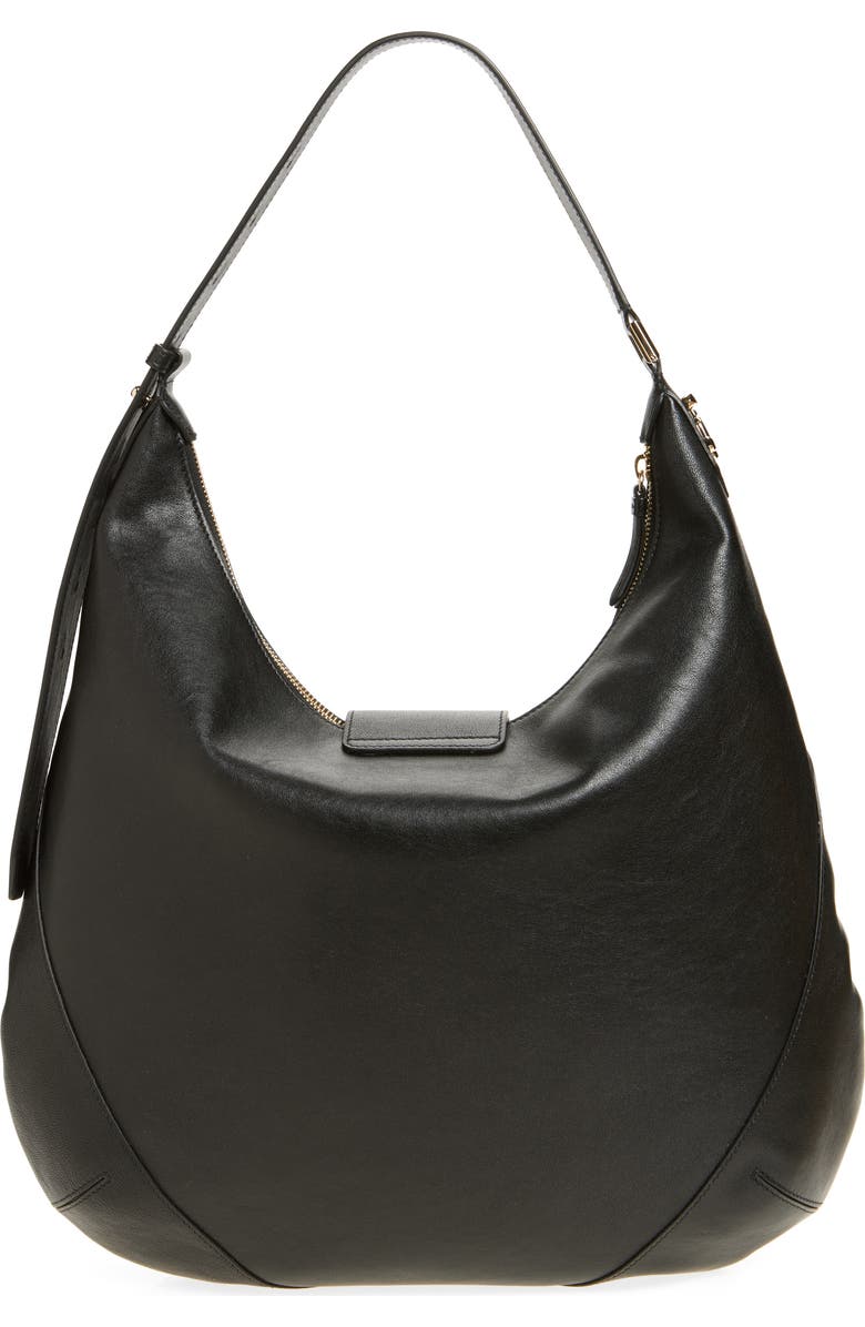 Jimmy Choo Bar Medium Leather Hobo Shoulder Bag, Alternate, color, Black/ Shiny Gold