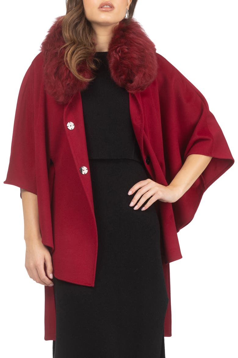 Wool Belted Cape, Main, color, WINE