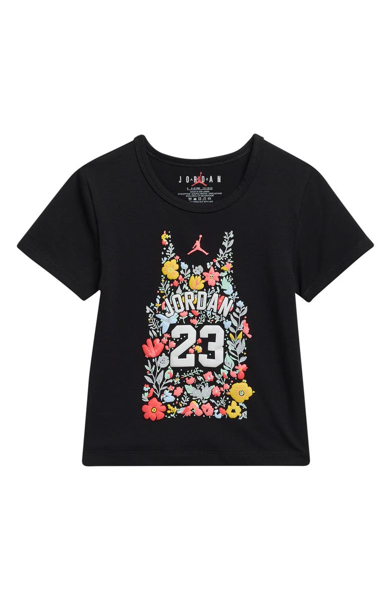 Jordan Kids' Floral Jersey T-Shirt, Main, color, Black