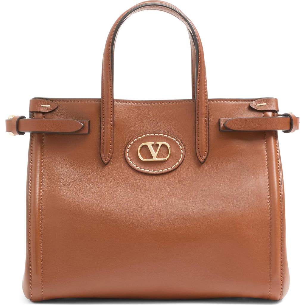 Valentino Garavani Brown Leather Antibes Shopping Bag