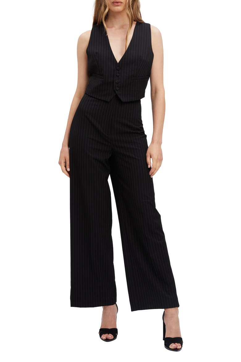Callista Pinstripe Vest, Alternate, color, BLACK/ WHITE