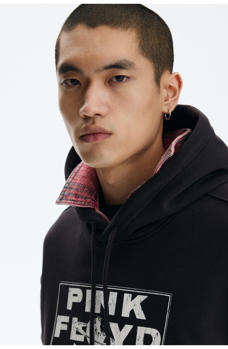 H&M Regular Fit Printed Hoodie, Alternate, color, Black/Pink Floyd
