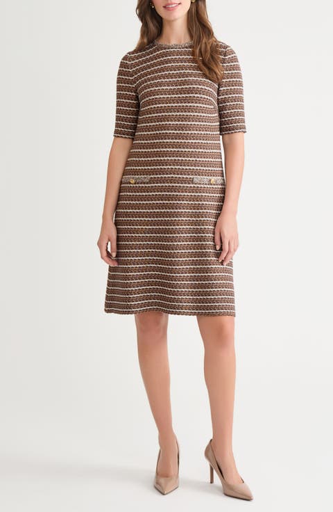 Braid Trim Knit A-Line Dress