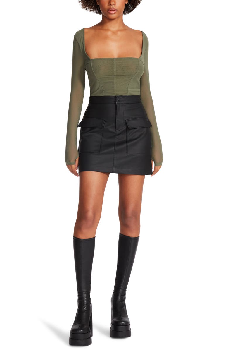 Steve Madden Devon Faux Leather Miniskirt, Alternate, color,
