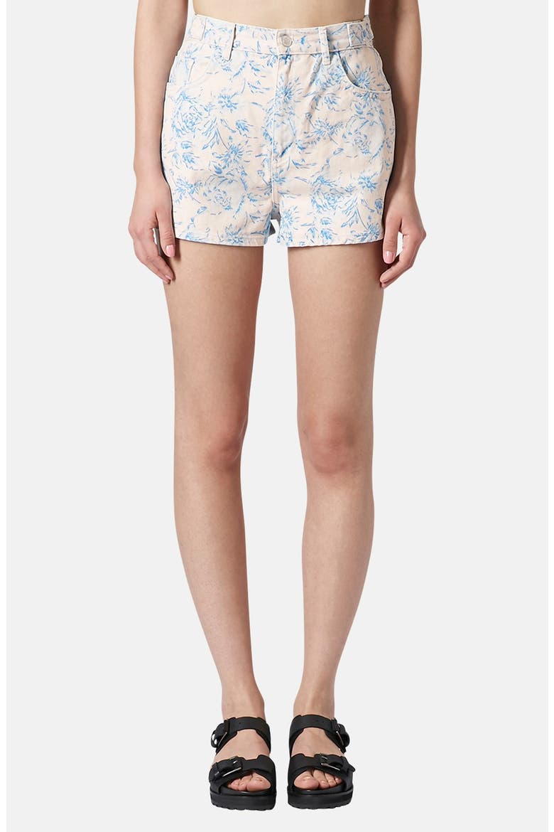 Moto Floral Print High Rise Shorts, Main, color, LIGHT PINK