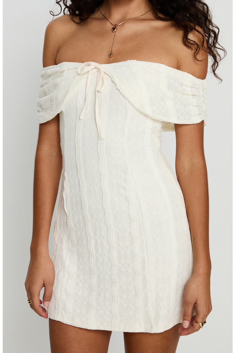 Colettie Off the Shoulder Minidress, Alternate, color, CREAM
