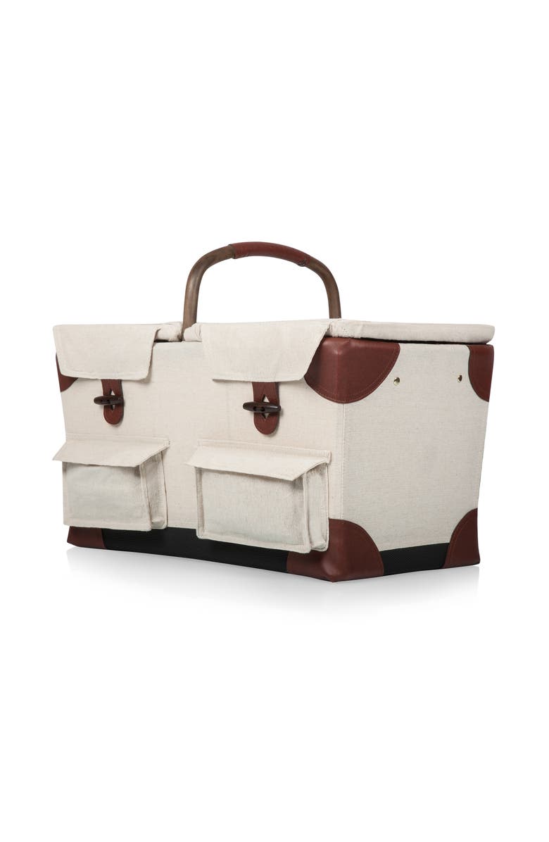 Picnic Time Pioneer Picnic Basket, Alternate, color, Beige With Navy 
Brown