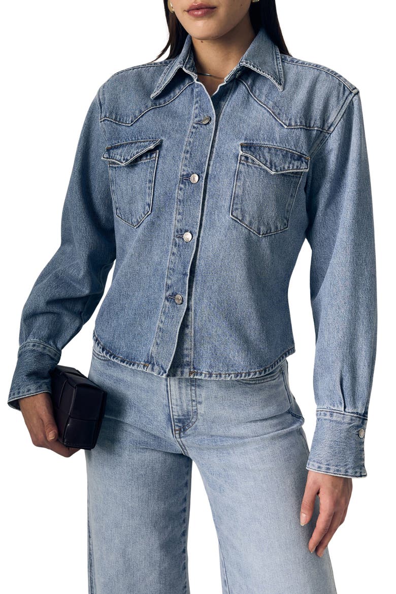 Martha Western Denim Button-Up Shirt, Main, color, ETERNAL LOVE