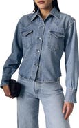 LE JEAN Martha Western Denim Button-Up Shirt