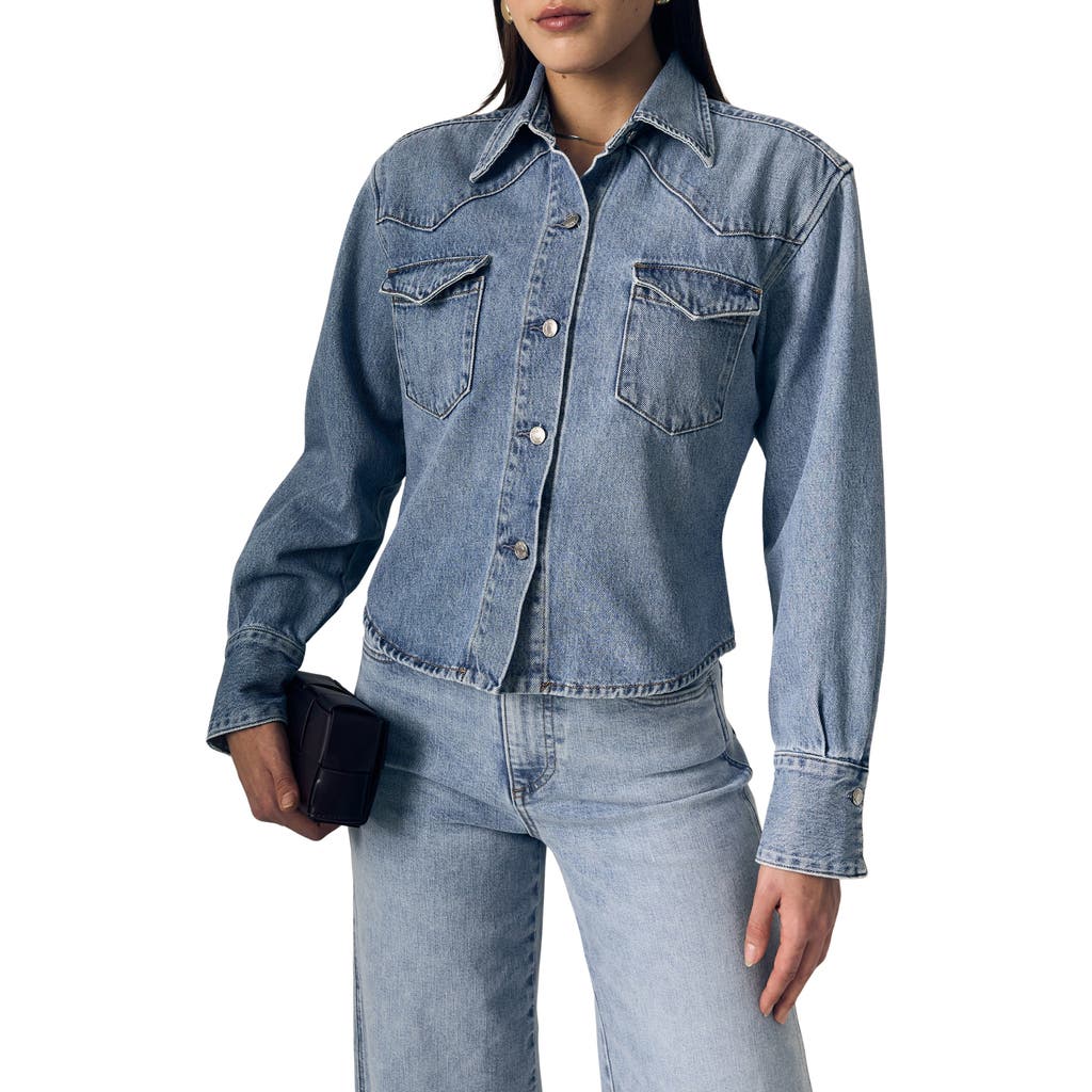 Le Jean Martha Western Denim Button-up Shirt In Blue