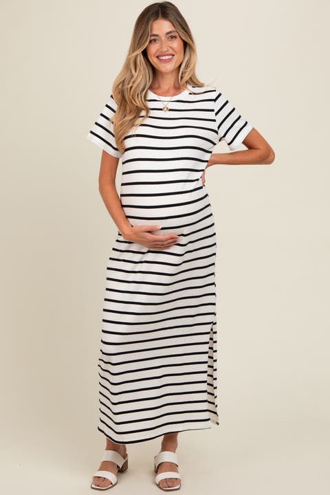Striped Side Slit Maxi Dress