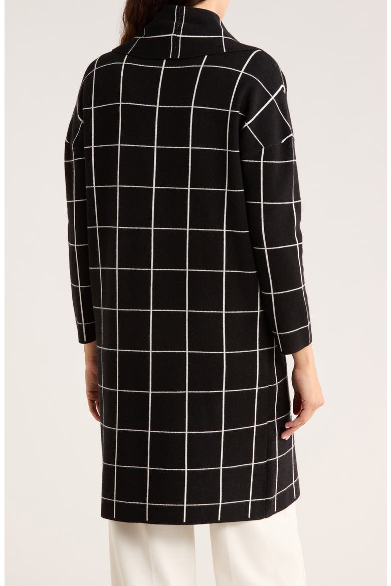 Alicia Open Front Long Cardigan, Alternate, color, BLACK/ WHITE WINDOWPANE