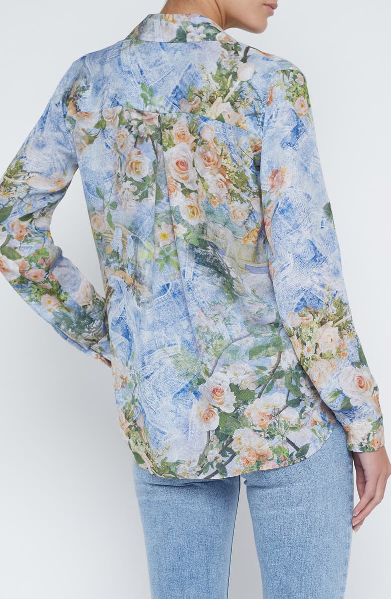 L'AGENCE Nina Silk Button-Up Top, Alternate, color, 