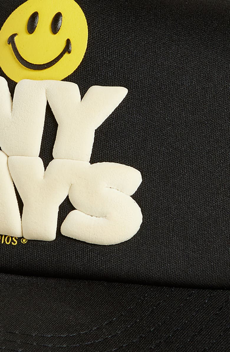 MARKET Smiley Anyways Trucker Hat, Alternate, color, Pirate-Black