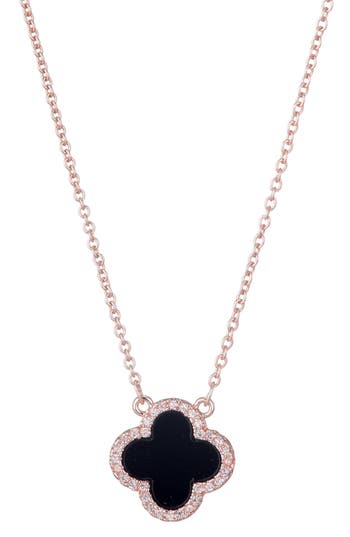 Adornia Cubic Zirconia Clover Pendant Necklace In Black