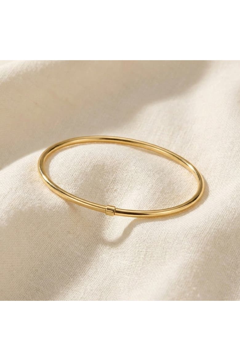 18K Gold Plated Silver Polished 3mm Slip-On Bangle Bracelet Lightweight, Alternate, color, 18k Yellow Gold
