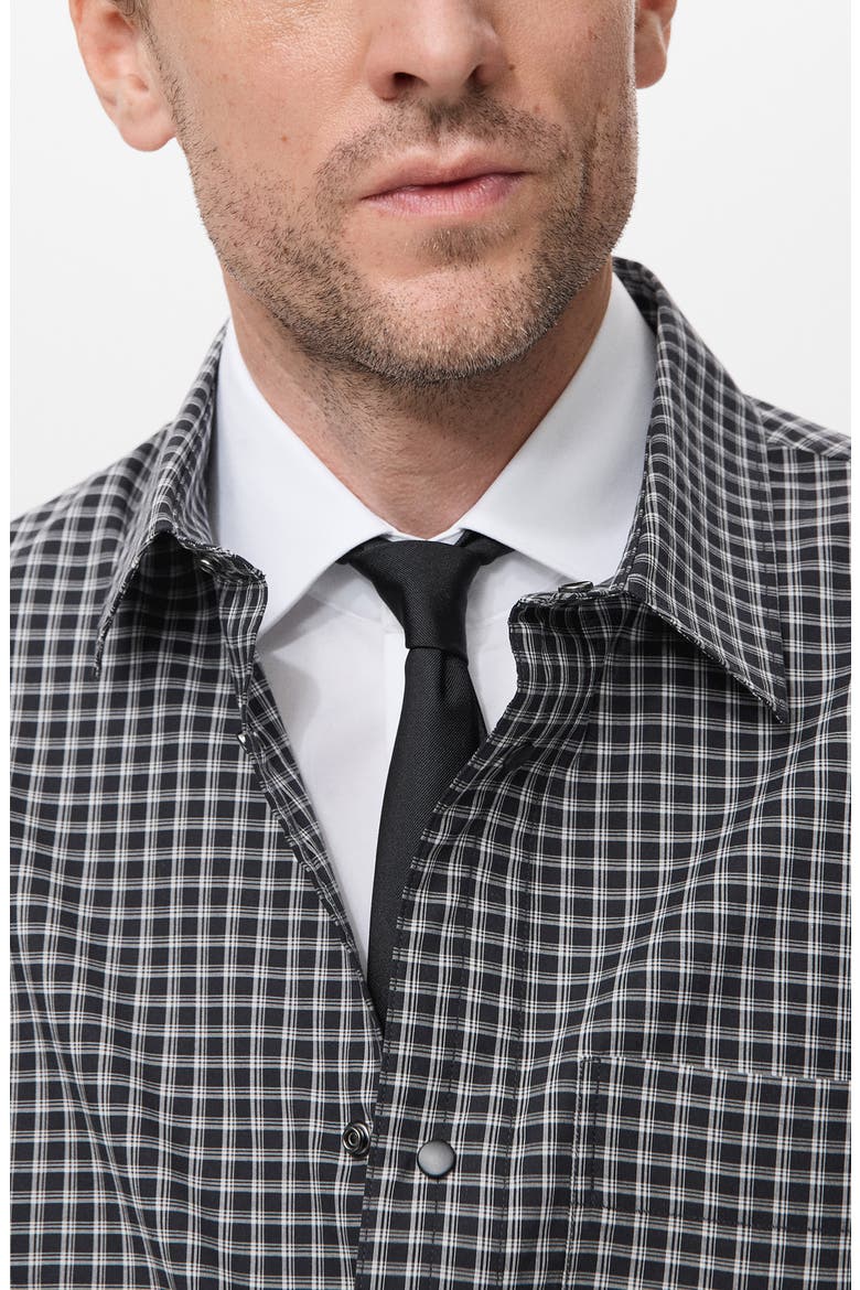 Relaxed Fit Check Snap-Up Shirt, Alternate, color, BLACK