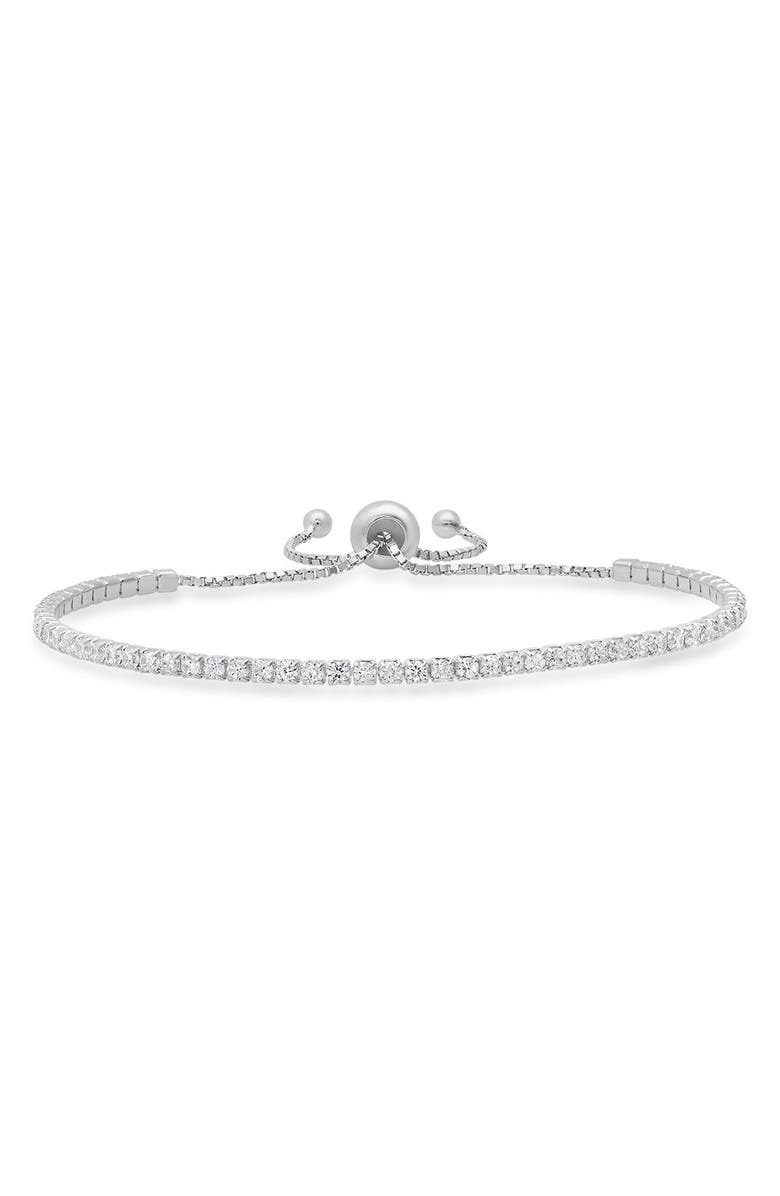 Queen Jewels Sterling Silver CZ Slider Bracelet, Main, color, Silver