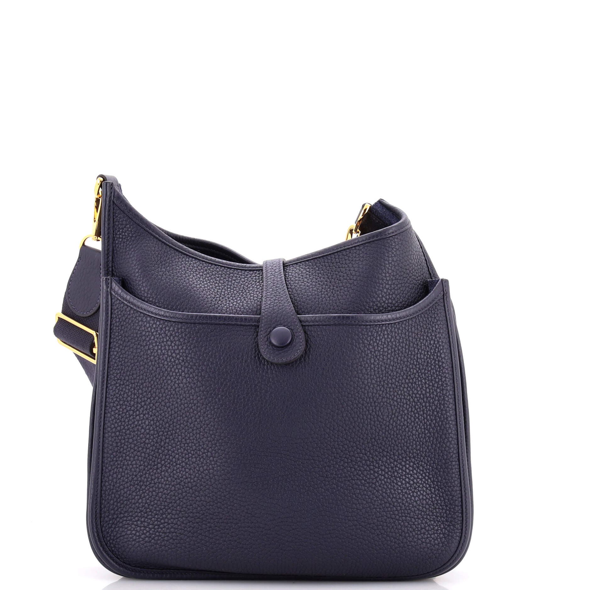 Pre-Owned Hermes Evelyne Bag Gen III Clemence GM, Alternate, color, Bleu Nuit