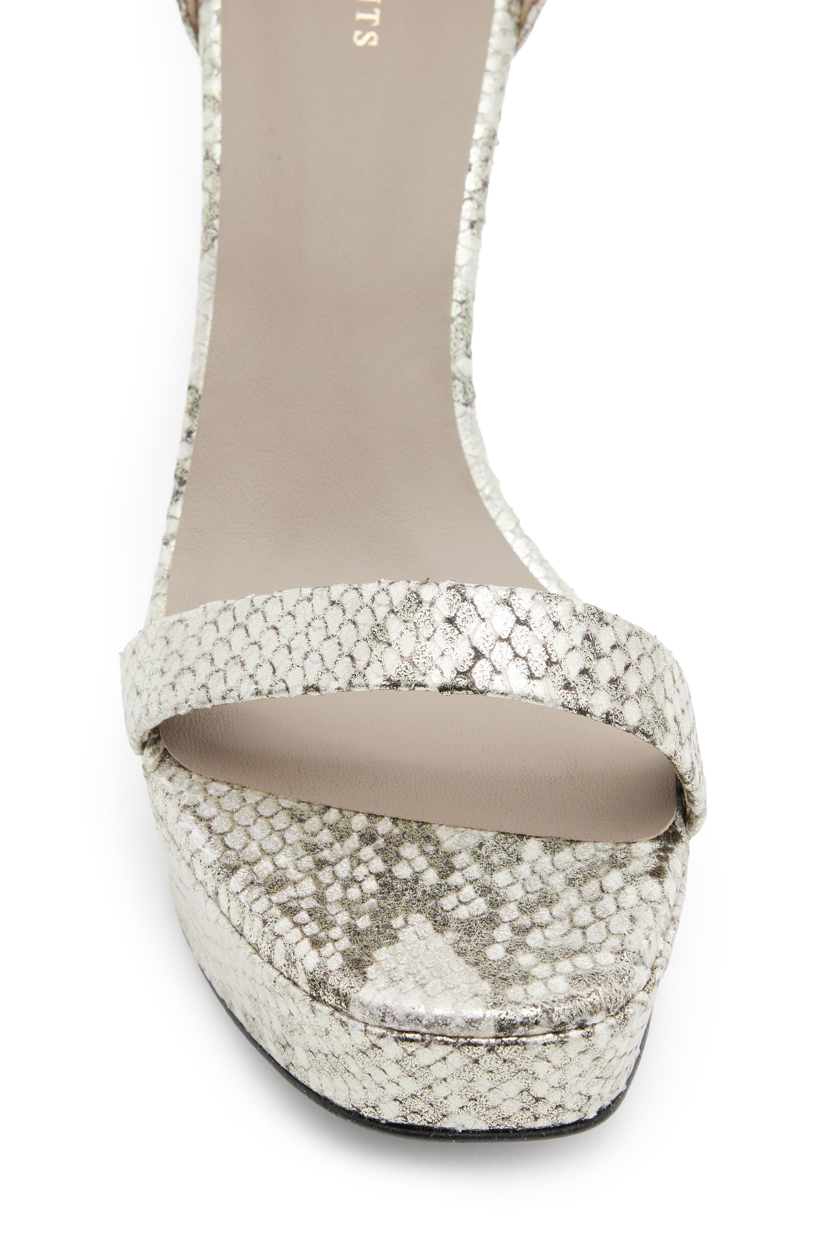 AllSaints Ziggy Snakeskin Embossed Platform Sandal, Alternate, color, Metallic Gold