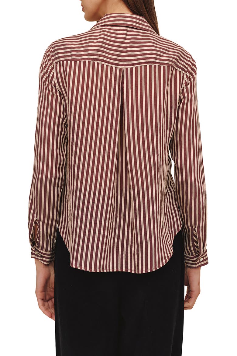 Striped Seamed Button-Up Shirt, Alternate, color, VINTAGE PLUM STRIPE