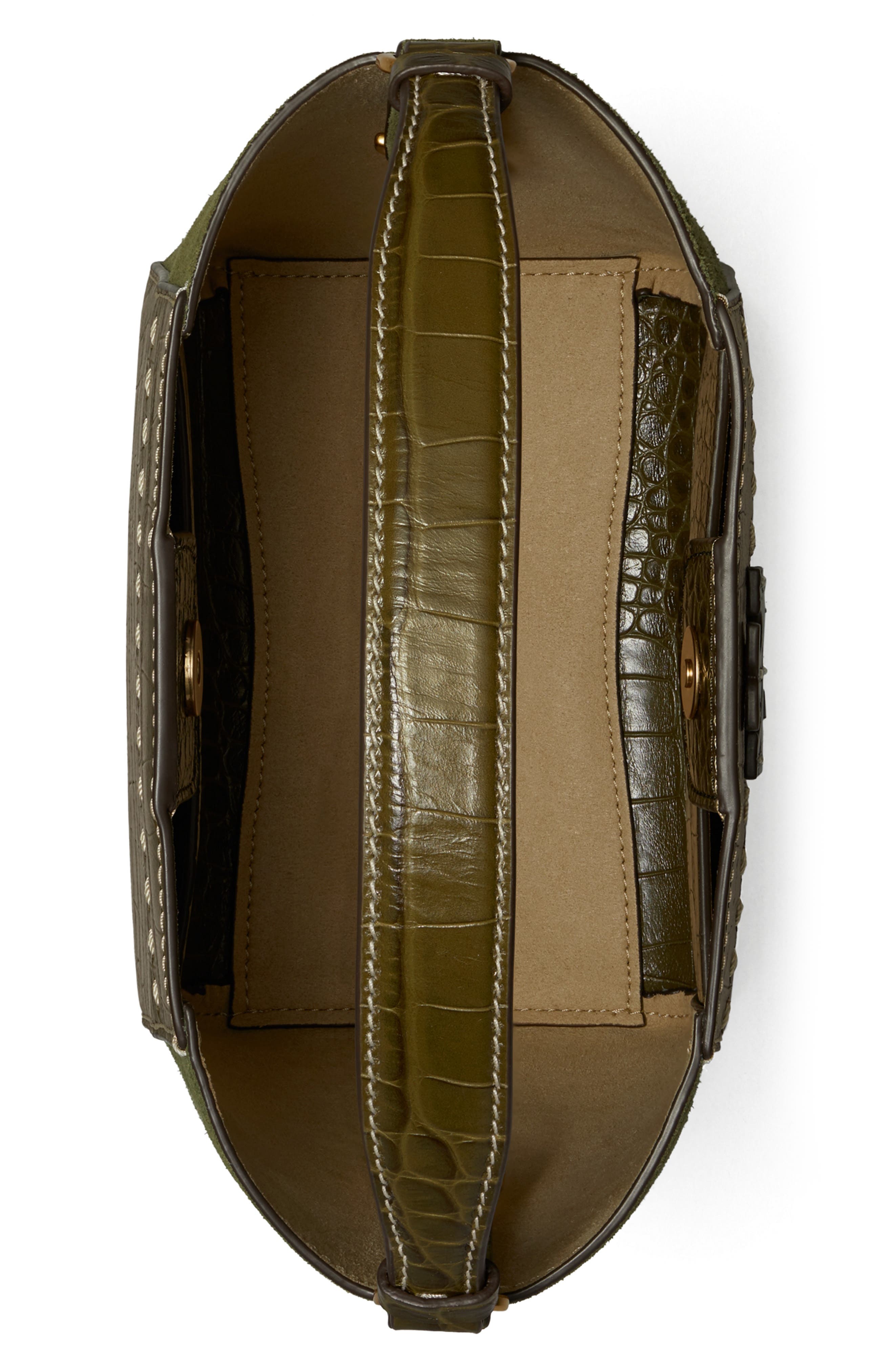 Tory Burch McGraw Small Embossed Leather Bucket Bag, Alternate, color, 