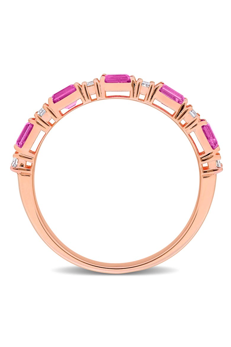 Sapphire & Diamond Semi-Eternity Ring 14k, Alternate, color, Pink Sapphire/Rose Gold