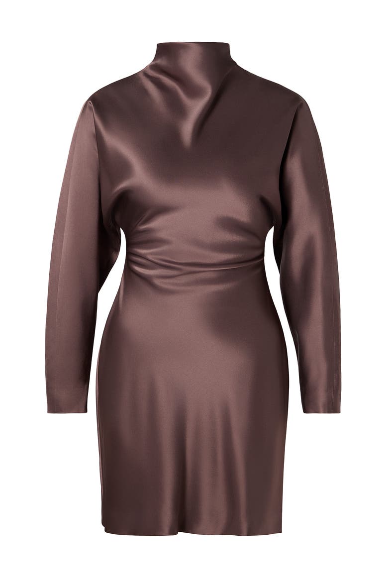 Zora Barrel Long Sleeve Mini Dress, Alternate, color, Chocolate