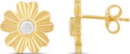 SHYMI Fluted Flower Cubic Zirconia Stud Earrings