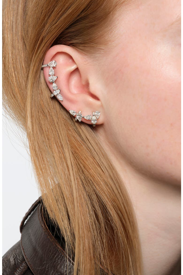 Serti sur Vide Pavé Diamond Ear Cuff, Alternate, color, WHITE GOLD