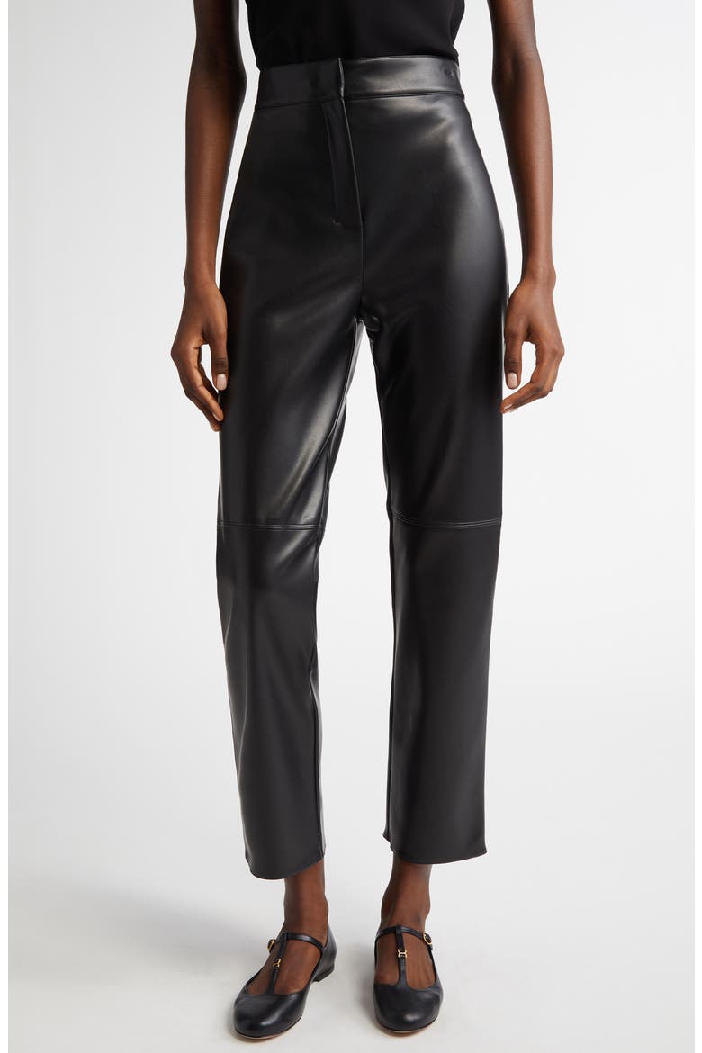 Edgard Faux Leather Straight Leg Crop Pants, Main, color, BLACK