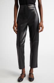 Max Mara Edgard Faux Leather Straight Leg Crop Pants