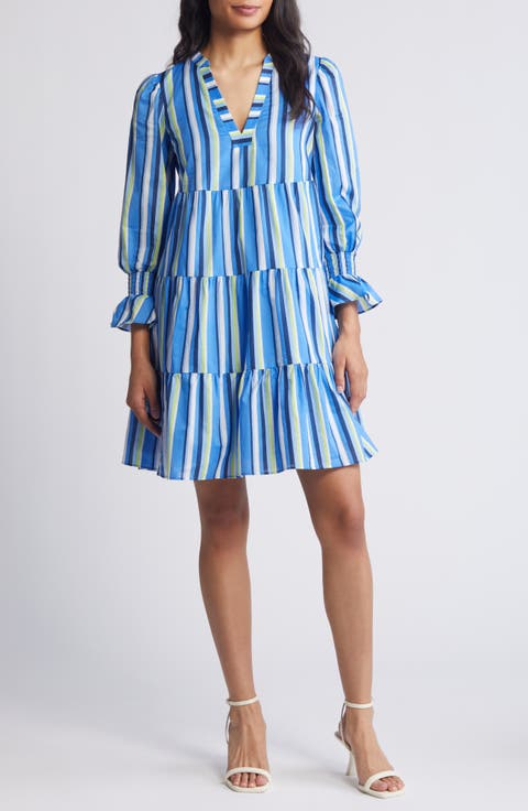 Float Tiered Three-Quarter Sleeve Dress