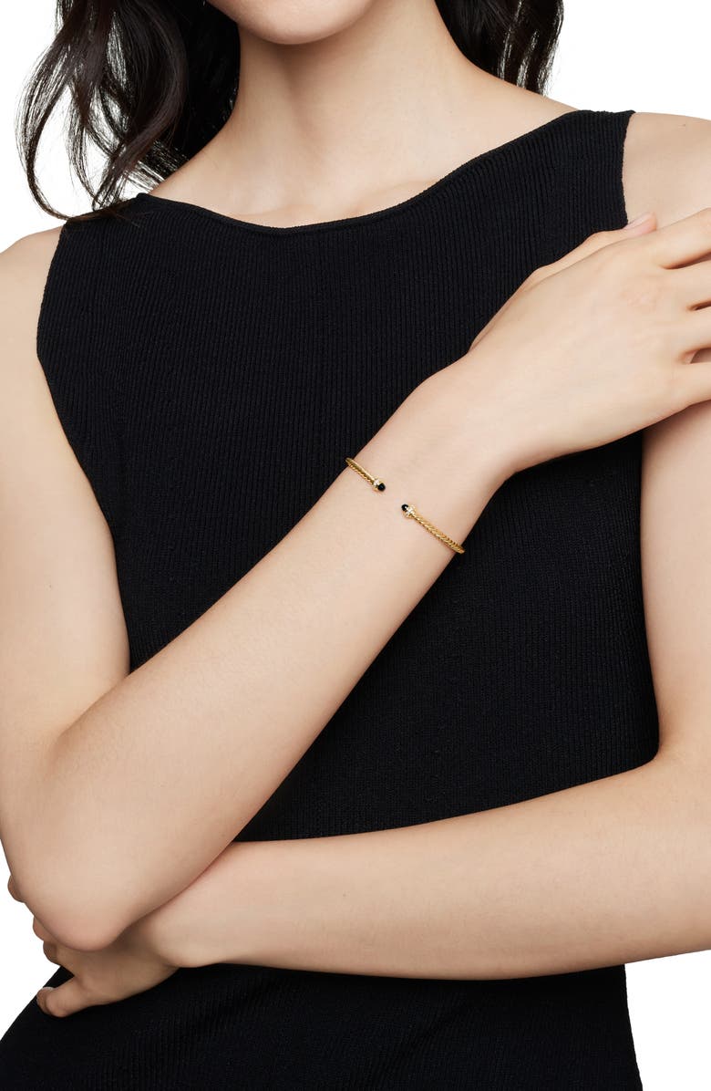 David Yurman Classic Cablespira<sup>®</sup> 18K Yellow Gold & Diamond Bracelet, 3mm, Alternate, color, Black Onyx