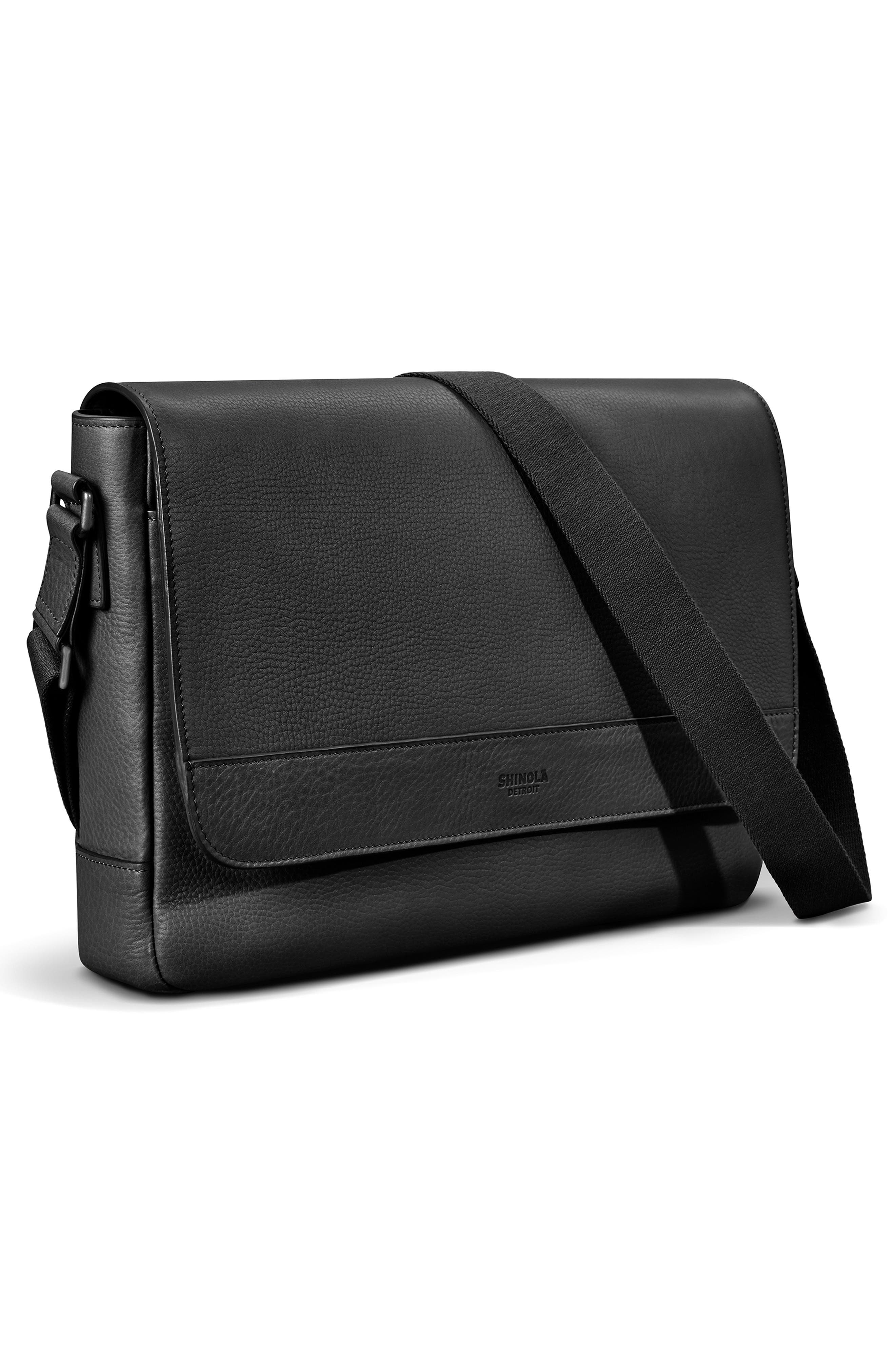 Shinola Slim Leather Messenger Bag, Alternate, color, 