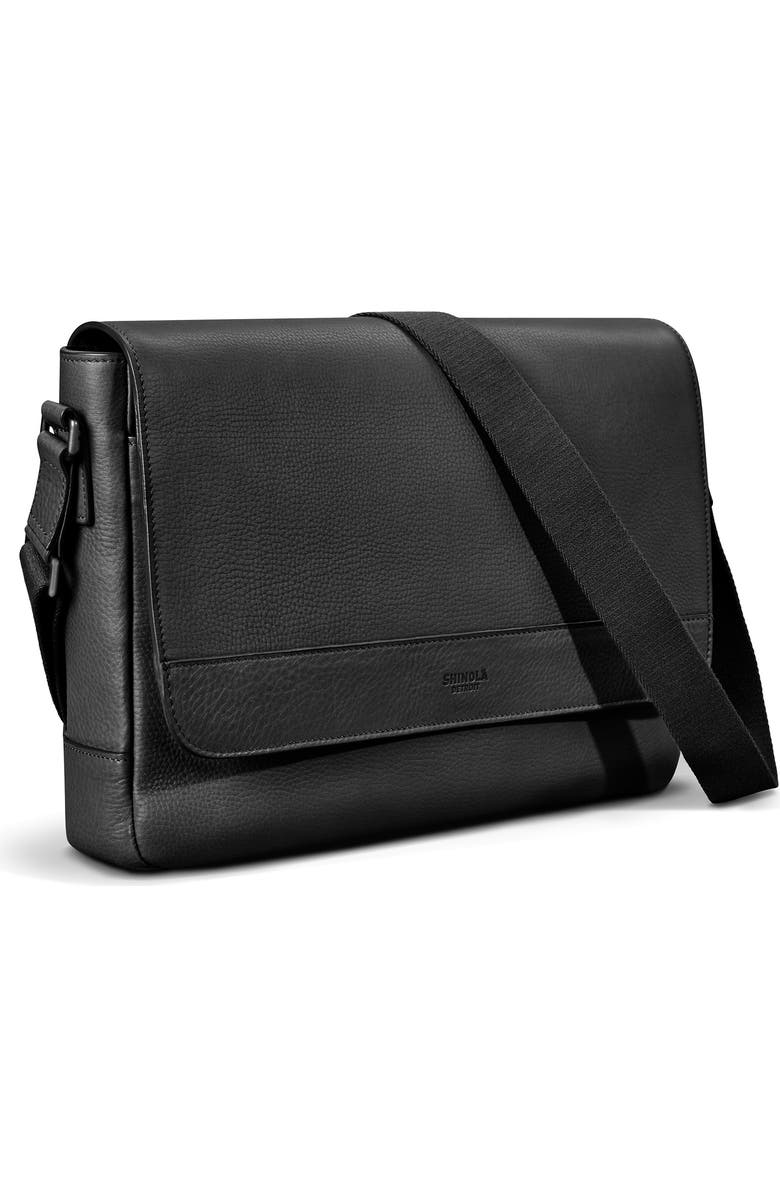 Shinola Slim Leather Messenger Bag, Alternate, color,